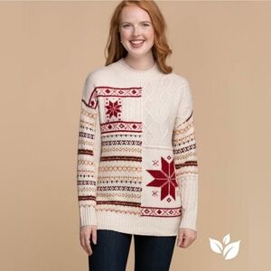 American Eagle AE Mock Neck Jumper Fair Isle Chunky Sweater Size Medium Holiday